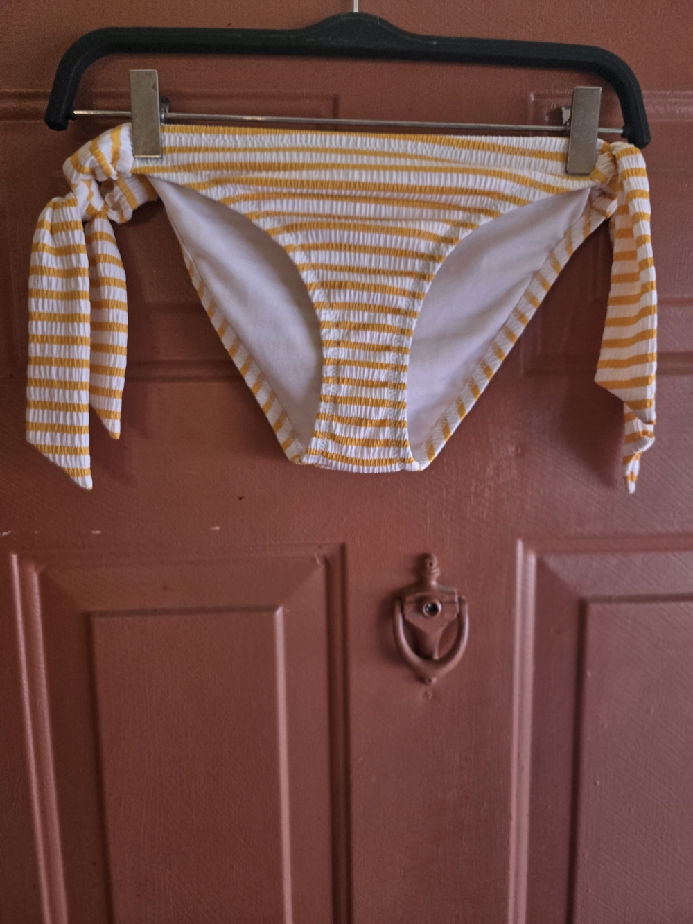 Jessica Simpson Yellow and White Striped Tie-Side Swim Bottoms
